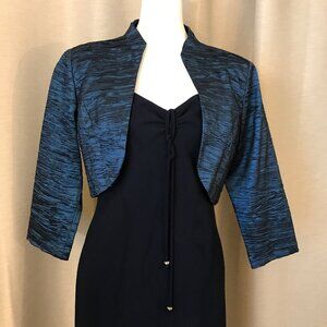 Iridescent Bolero Jacket with flirty Navy Blue Dress